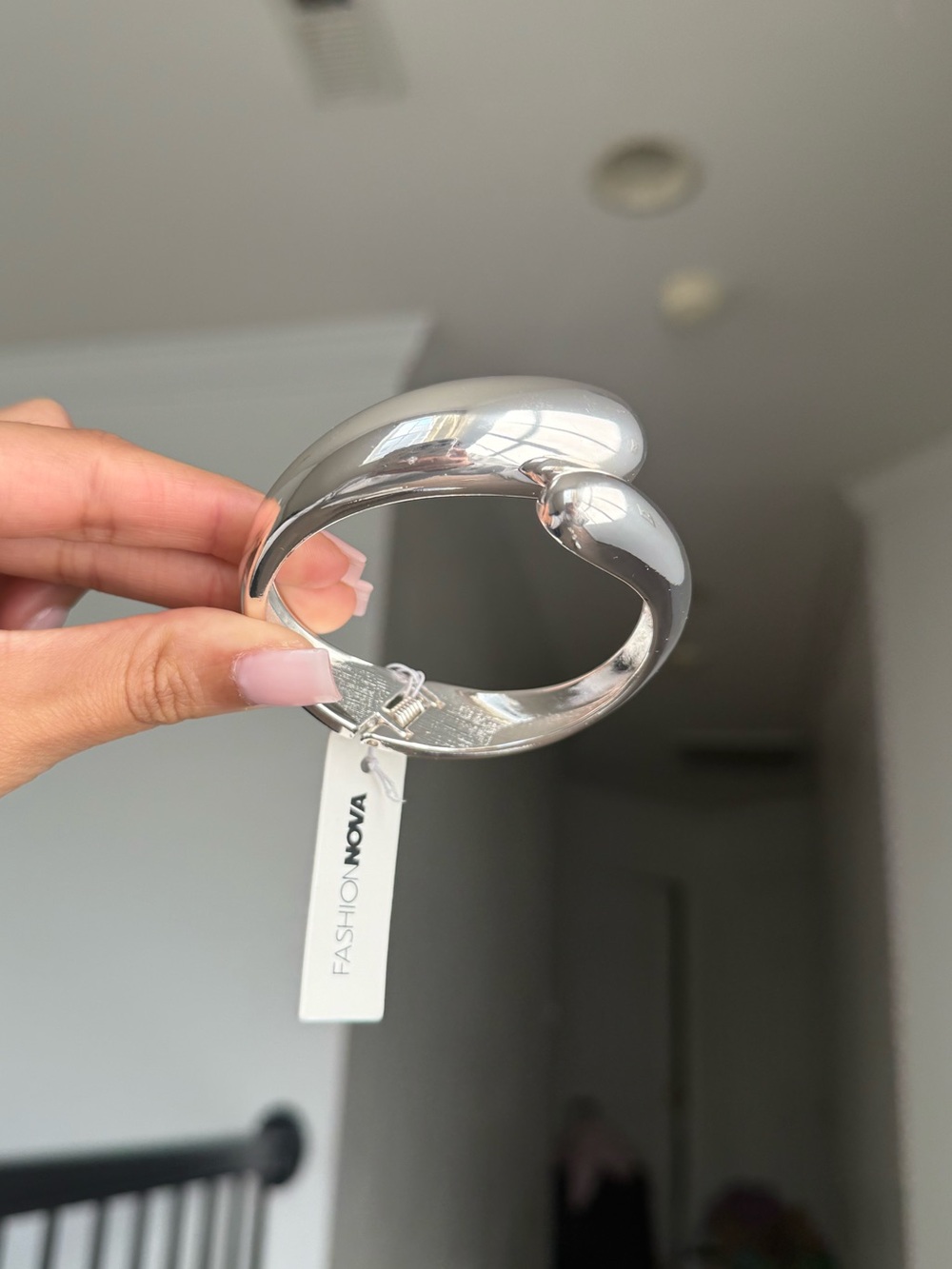 Fashion Nova Silver Sculptural Cuff Bracelet